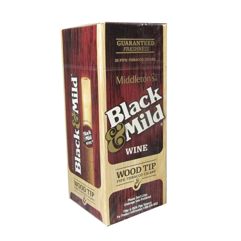 Black & Mild Wine Wood Tip Cigars (Box of 25)
