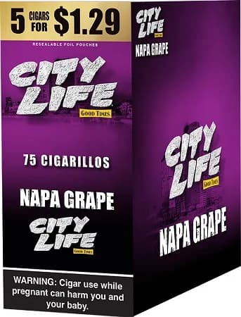 City Life Cigarillos 5 for $1.49 Napa Grape 15 Packs of 5