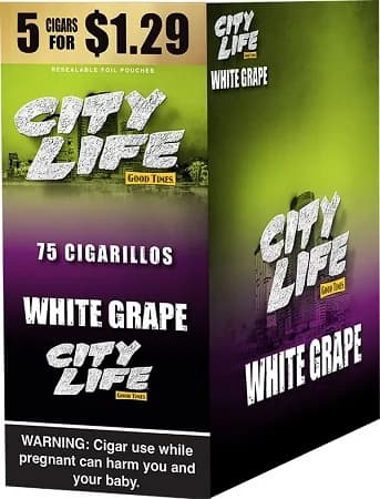City Life Cigarillos 5 for $1.49 White Grape 15 Packs of 5