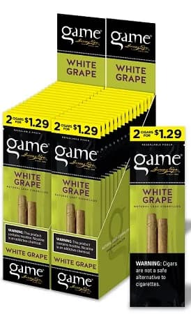 Game Vega Cigarillos White Grape Foil 30 Pouches of 2