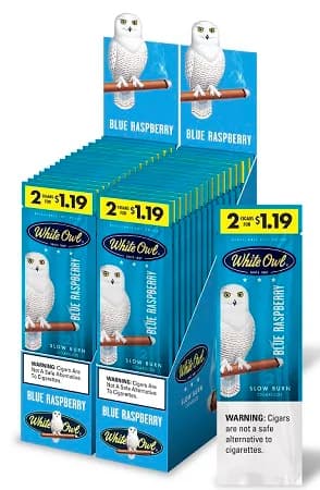 White Owl Cigarillos 30 Packs of 2 Cigars Blue Raspberry