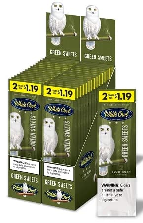 White Owl Cigarillos 30 Packs of 2 Cigars Green Sweets