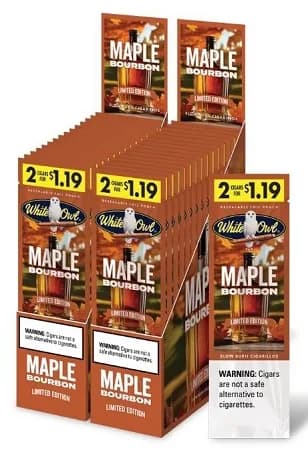 White Owl Cigarillos 30 Packs of 2 Cigars Maple Bourbon